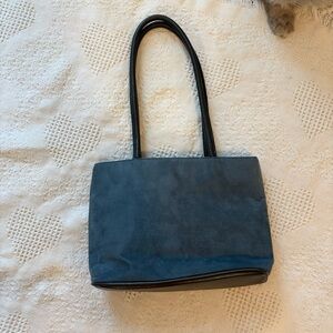 Blue Suede Shoulder Bag - Classic Women's Tote Bueno Brand Vintage